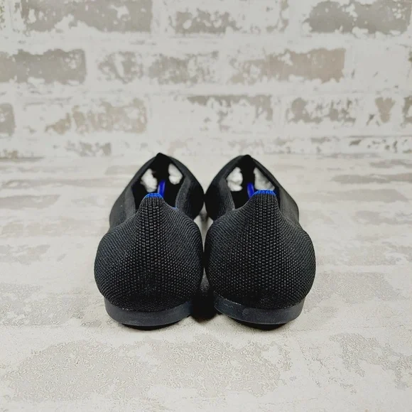 NEW Rothy's The Flat Black Knit Pointy Toe Slip On Loafers E195